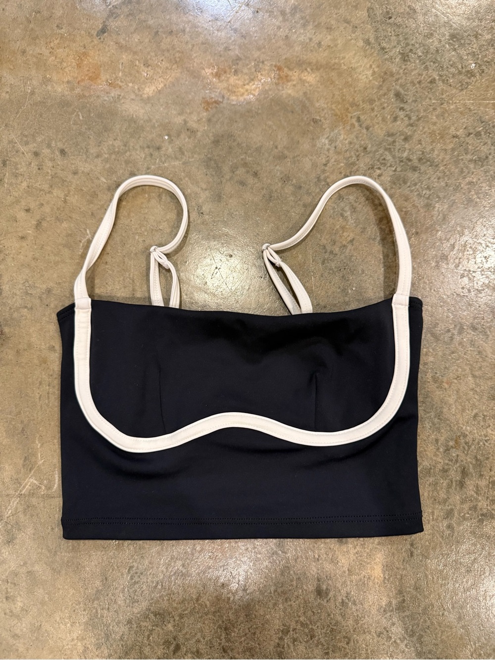 Black Crop Tank with Cream Trim